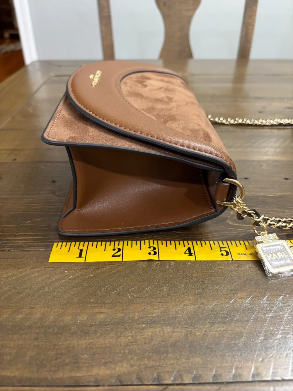Karl Lagerfeld Brown Shoulder Bag with Charm Detail